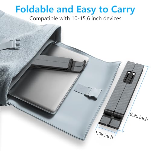 Gogoonike Adjustable Laptop Stand, Portable Laptop Riser for Desk, ABS+Silicone Foldable Ventilated Cooling Notebook Holder Stand for 10-15.6” Laptops, Tablets