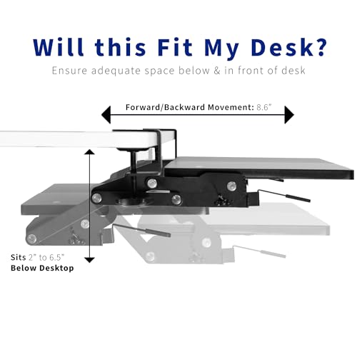 VIVO Large Clamp-on 27 (33 Including Clamps) x 11 inch Computer Keyboard and Mouse Tray with 12 Setting Swinging Height Adjustment, Platform Drawer for Typing, Black, MOUNT-KB08V