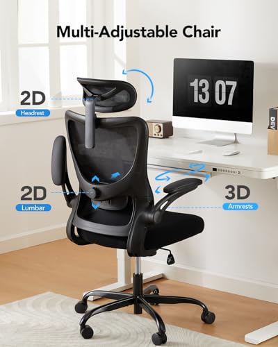 HUANUO 32" Small Electric Standing Desk & Ergonomic Office Chair