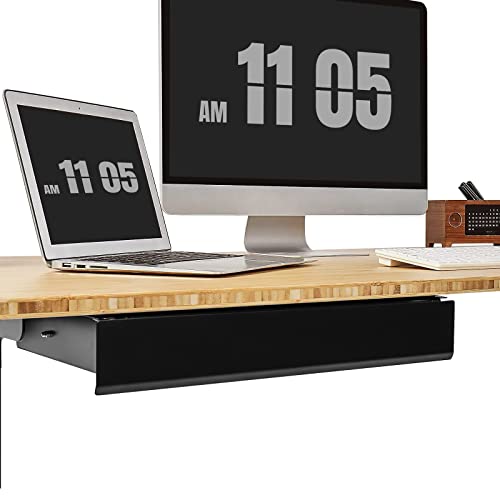 FLEXISPOT Under Desk Drawer, Steel Drawer for Desk Slide-out, Under table Mounted Drawer, Standing Workstation Storage Attachment for Office Home - 17.7” Width, Black
