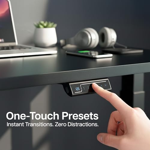 VIVO Electric Stand Up Desk Frame Workstation with Memory Touch Pad, Single Motor Ergonomic Standing Height Adjustable Base, Black, DESK-V102E