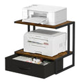 VYUOL Printer Stand with Storage for Desk, with Fabric Drawer Desktop Printer Stand Shelf Organzier for Home Office, for Above and Under Desk Printer Table, Fax Machine Copier Scanner, Brown