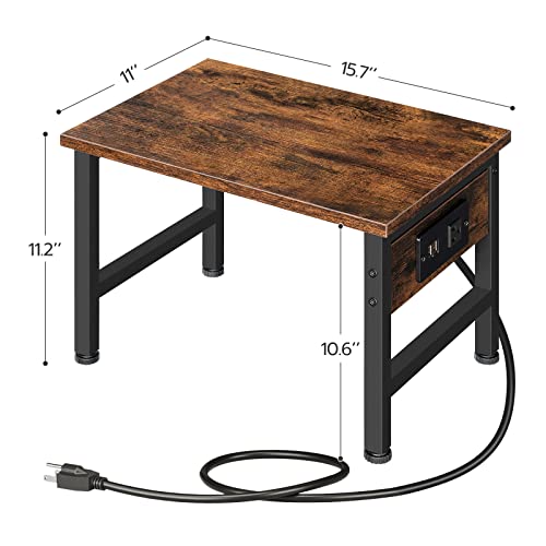 HOOBRO Printer Stand for Desk, Desktop Printer Stand with Charging Station, Small Printer Table with Storage Hook, Under Desk Printer Cart, File Rack for Home Office BF01UPS01