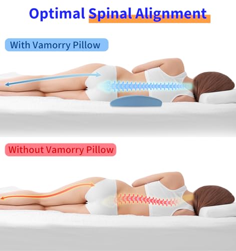Lumbar Support Pillow for Bed Relief Back Pain: Lower Back Pillow for Sleeping - Memory Foam Waist Pillow - Cooling Back Bolster Pillow for Side, Back&Stomach Sleepers - Bed Rest Pillow for Car, Sofa