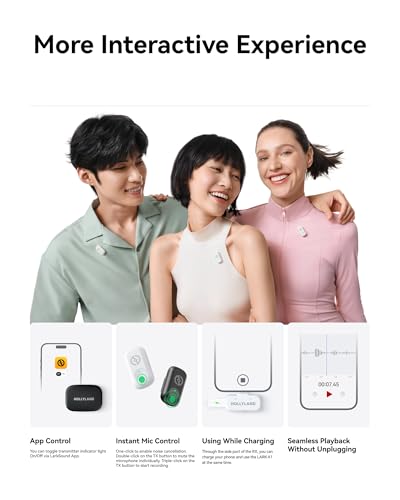 Hollyland Lark A1 Wireless Microphone for iPhone & Android, 48kHz/24-bit Studio Audio, 3-Level Noise Cancellation, 200m Range, Magnetic Mini Mic for Video Recording & Live Streaming (2TX + USB-C RX)
