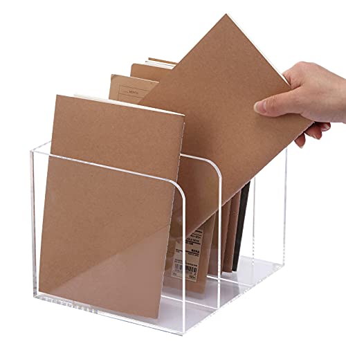 Magazine Holder, Clear Acrylic Magazine Rack, File Organizer for Office Desk, Book Organizer,-One-Piece-3 Vertical spaces,1 pack (B5)……