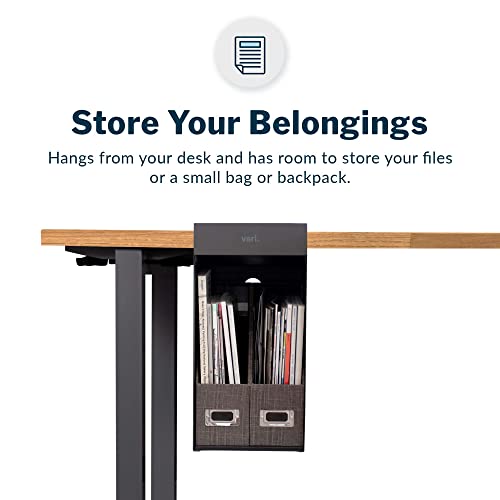 Vari Hanging Desk Cubby - Under Desk Easy Mount Office Organizer & File Storage Holder - Durable Powder-Coated Steel with Writable Glass Marker Board - Ideal Home or Office Accessory - 50 lb Capacity