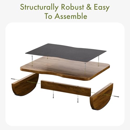 Atoping Ergonomic Wooden Footrest for Under Desk, Foot Rest with Anti-Slip Surface, Comfortable Desk Foot Stool for Office Home Gaming, Improve Posture & Promote Blood Circulation