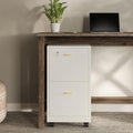 Lavish Home 2 Drawer File Cabinet - Filing Cabinet with Lock - Rolling File Cabinet for Under Desk Storage - Wood Filing Cabinet for Home or Office Organization (White)