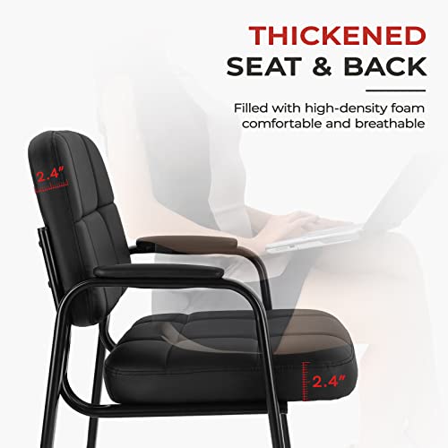 CLATINA Classic Reception Chair with Padded Armrests and Sled Base, Ergonomic Guest Chair for Office Conference Waiting Meeting Room, Black (4 Pack)