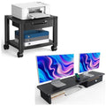 HUANUO Printer Stand, Large Dual Monitor Stand with Drawer