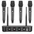 Aveek Wireless Microphone System with 4-Pack Dynamic Handheld Mics, 262ft Long Range, 40-Hour Battery, Low Latency Studio Sound for Karaoke, Singing, Speech, Church, Stage, Wedding, DJ & Events