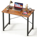DUMOS 31 Inch Small Computer Desk for Home Office, Modern Study Writing Gaming Work Table Simple Style for Bedroom with X-Shaped ReInchforcement, Rustic Brown