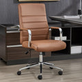 Office Desk Chair Leather, Conference Room Chairs with Wheels, Modern Executive Office Chairs Adjustable Height, Ergonomic Swivel Rolling Ribbed Computer Chair(Brown)