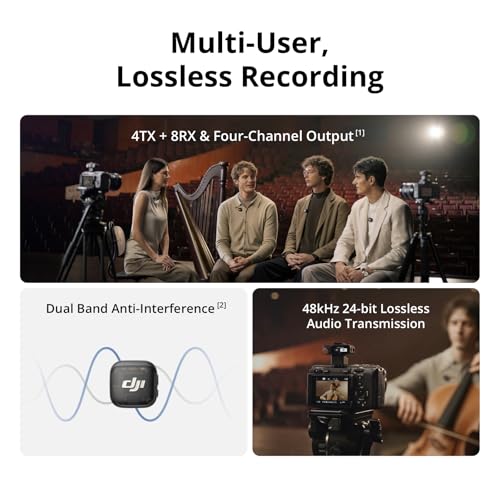 DJI Mic 3 (2 TX + 1 RX + Charging Case), Wireless Microphone for iPhone/Camera/Android, Ultralight, Adaptive Gain Control for Balanced Volume, Dual Band Anti-Interference, 28hrs Use, Vlog