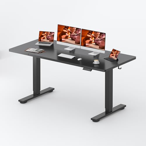 FitStand Standing Desk, Large 71x31 Inches Adjustable Stand Up Desk with Cable Management, Home Office Computer Desk with Memory Preset& Cup Holder, Black