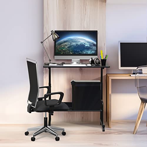 SHW 30.5" to 40.5" Height Adjustable Mobile Standing Desk Laptop Workstation for Walking Pad Treadmill, Black