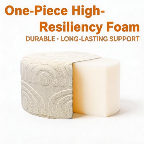 Asuprui Plush Fabric Ottoman Footrest – 20"x14" Soft Foam Pouf with Removable Cover Perfect for Living Room, Bedroom & Dorm(Linen)