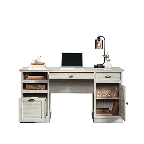 Sauder Barrister Lane Executive Desk, White Plank Finish