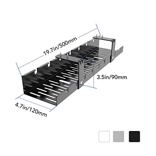 FLEXISPOT Under Desk Cable Management Tray, Metal Raceway Wires Cable Tidy Organizer, Office and Home Cable Tray Use for Standing Desk (Black)