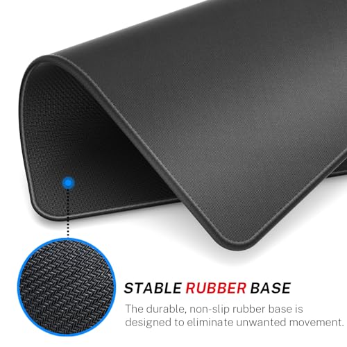 MROCO Mouse Pad [30% Larger] with Anti-Fray Stitched Edges, Premium-Textured Waterproof Surface, Non-Slip Rubber Base, Computer & Gaming Mouse Mat for Laptop, Office & Home, 8.5 x 11 in, Black