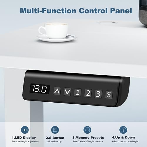 DUMOS 40 Inch Electric Standing Desk Height Adjustable, Sit to Stand Up Computer Workstations Work PC Table Home Office Study Writing Gaming Desks with Memory Presets for Walking Pad, Bedroom, White