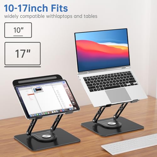 GleYo Laptop Stand for Desk Adjustable Computer Stand with 360 Rotating Base Ergonomic Laptop Riser Mount for Desk Foldable Protable Computer Desk Fits with MacBook Pro Air,
