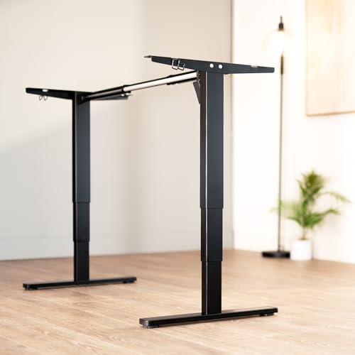 VIVO Electric Stand Up Desk Frame Workstation with Memory Touch Pad, Single Motor Ergonomic Standing Height Adjustable Base, Black, DESK-V102E