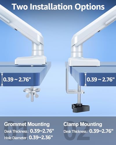 Single Monitor Mount for 32 27 24 22 inch Screen, Monitor Arm Holds 4.4-22 lbs, Monitor Desk Mount, Gaming & Home Office Use, VESA 75x75mm & 100x100mm, Freelift Pro White