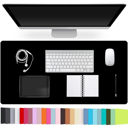 Leather Desk Pad Protector,Non-Slip Desk Pad,on-Slip PU Leather Large Mouse Pad,Easy Clean Desk Protecor Mat,Writing Pad for Office Work/Home/Decor(Black, 23.6" x 13.7")