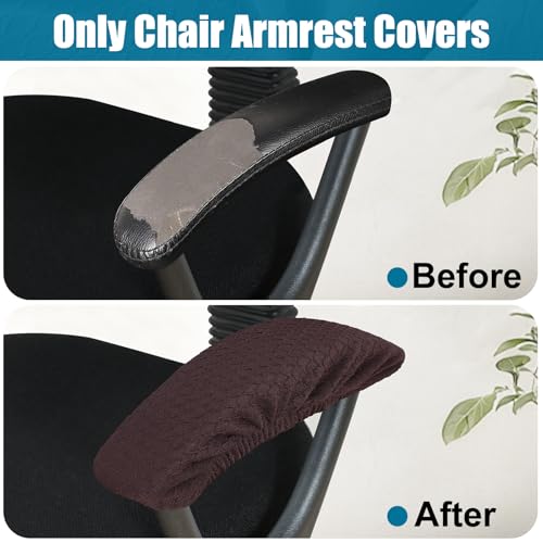 Smiry Stretch Jacquard Office Computer Chair Armrest Covers, 2PCs Removable Washable Anti-dust Desk Chair Arm Pad Covers, Chocolate