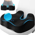 CushyOasis Seat Cushion, Gel Chair Cushions, Office Chair Cushions, Anti-Slip Bottom & Removable Cover Tailbone Pain Relief Cushion, Memory Foam Seat Cushion for Office, Wheelchair, Car (Black)