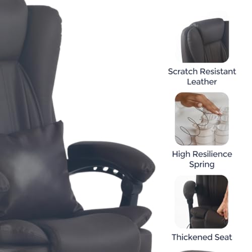 Ergo Sky Orbis 4-Point Kneading Heated Massage Office Chair with Foot Rest | 500lbs Big & Tall Ergonomic Executive Desk Chair for Heavy People | Reclining Home Office Computer Chair | Dark Brown