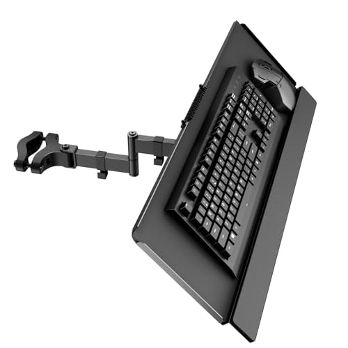PUTORSEN Keyboard Tray Pole Mount - Keyboard & Mouse Mount fits Most Standard and Oversized Keyboards, Tilt & Rotation, Holds up to 2.2lbs, Black