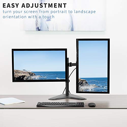VIVO Dual 13 to 30 inch Monitor Free-Standing Mount, Fully Adjustable Desk Stand, Holds 2 Flat or Curved Display Screens, STAND-V102F