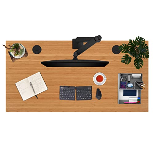 Uplift Bamboo (60 x 30 inch) Electric Standing Desk V3 (Indus.) 4-Leg Adjustable Stand Up Desk, Advanced Keypad, Wire Grommets, Wire Management Tray, Bamboo Rocker-X Board