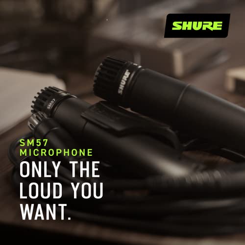 Shure SM57 Dynamic Microphone – Wired Cardioid XLR Instrument Handheld Mic for Guitar Amplifiers, Snare Drum, Percussion, Live Sound & Studio Recording, Black