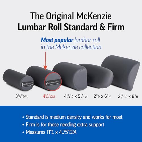 OPTP The Original McKenzie Lumbar Roll – USA-Made Low Back Lumbar Support for Office Chair & Car Seat Back Support Cushion. The Preferred Lumbar Pillow by Physical Therapists - Firm Density