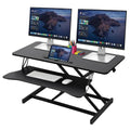 37" Height Adjustable Standing Desk Converter, Two Monitor Stable Stand up Desk Converter, 5.9"-18.8" Height Adjustable Laptop Workstation with Keyboard Tray, Desktop Riser for Home and Company