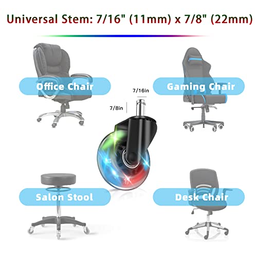 Computer Chair Wheels - 3" Heavy Duty Caster Wheels(2200lbs),Mute Rolling Desk Chair Wheels Replacement (Set of 5)-Rubber Office Chair Wheels for Carpet, Wood Floors,Hardwood Floors