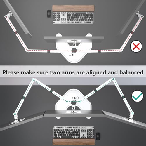 WALI Triple Monitor Stand, Free Standing Three LCD Monitor Fully Adjustable Desk Mount Fits 3 Screens up to 27 inch, 22 lbs Weight Capacity per Arm (MF003-W), White