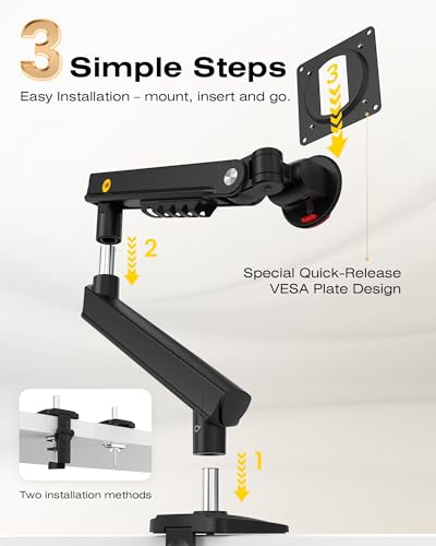 NB Smoovex Single Computer Monitor Mount, Monitor Stand fits up to 32 Inch, Mechanical Spring Monitor Arm, VESA 75/100 mm, Model-A5(Black)
