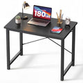 DUMOS 31 Inch Small Computer Desk for Home Office, Gaming Writing Desks for Bedroom Modern Study Work Table Simple Style Workstation with Reinforcement Structure, Black