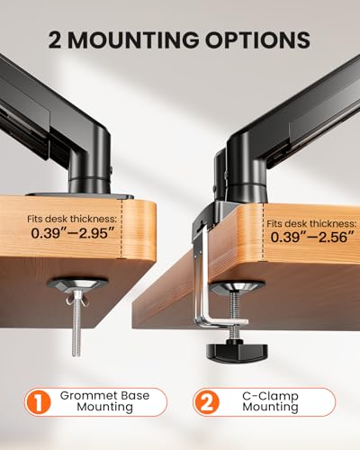 ErGear Dual Monitor Arm, Full Adjustable Monitor Mount for 13–32″ Screens, Fast Install Computer Monitor Stand with Tool-Free VESA Mount, Max Load 19.8 lbs, Max VESA 100x100mm