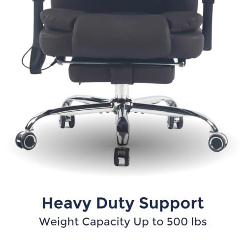 Ergo Sky Orbis 4-Point Kneading Heated Massage Office Chair with Foot Rest | 500lbs Big & Tall Ergonomic Executive Desk Chair for Heavy People | Reclining Home Office Computer Chair | Dark Brown