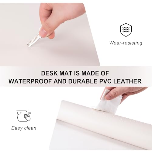 Leather Desk Pad Protector,Non-Slip Desk Pad,on-Slip PU Leather Large Mouse Pad,Easy Clean Desk Protecor Mat,Writing Pad for Office Work/Home/Decor(Black, 23.6" x 13.7")