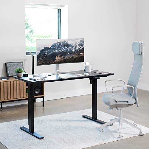 VIVO Electric 60 x 24 in Standing Desk, Memory Height Adjustment, 1B Series, Holds 220 lbs, One-Piece Black Top, Black Frame, DESK-KIT-1B6B