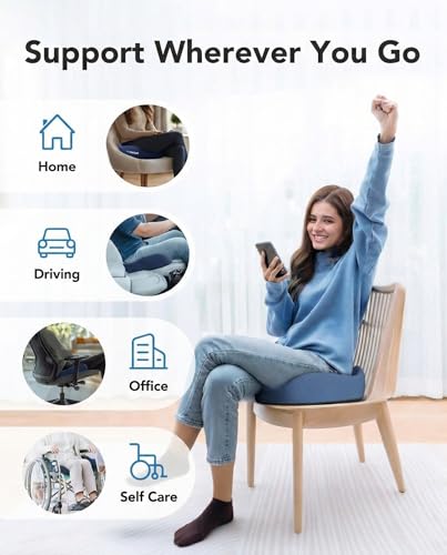 HUANUO Ergonomic Seat Cushion for Office Chair, Extra Large Car Seat Cushion, Tailbone and Back Support, Cooling Gel Enhanced, 4-Zone Pressure Relief Chair Cushions for Office, Car, Wheelchair