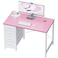 Pamray 32 Inch Computer Desk with 4 Drawers Small Office Desk for Home Bedroom Study Writing Simple Modern Computer Table Pink