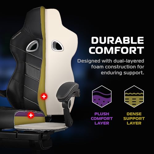 Respawn 110 Pro Ergonomic Gaming Chair with Footrest for Adults - Comfortable Office Gaming Recliner with Lumbar Support and Headrest, Racing Style Video Game Chairs for Computer Gamer - Gray Fabric